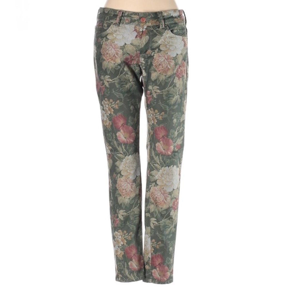 Zara Trafaluc Forest Green Floral Jegging